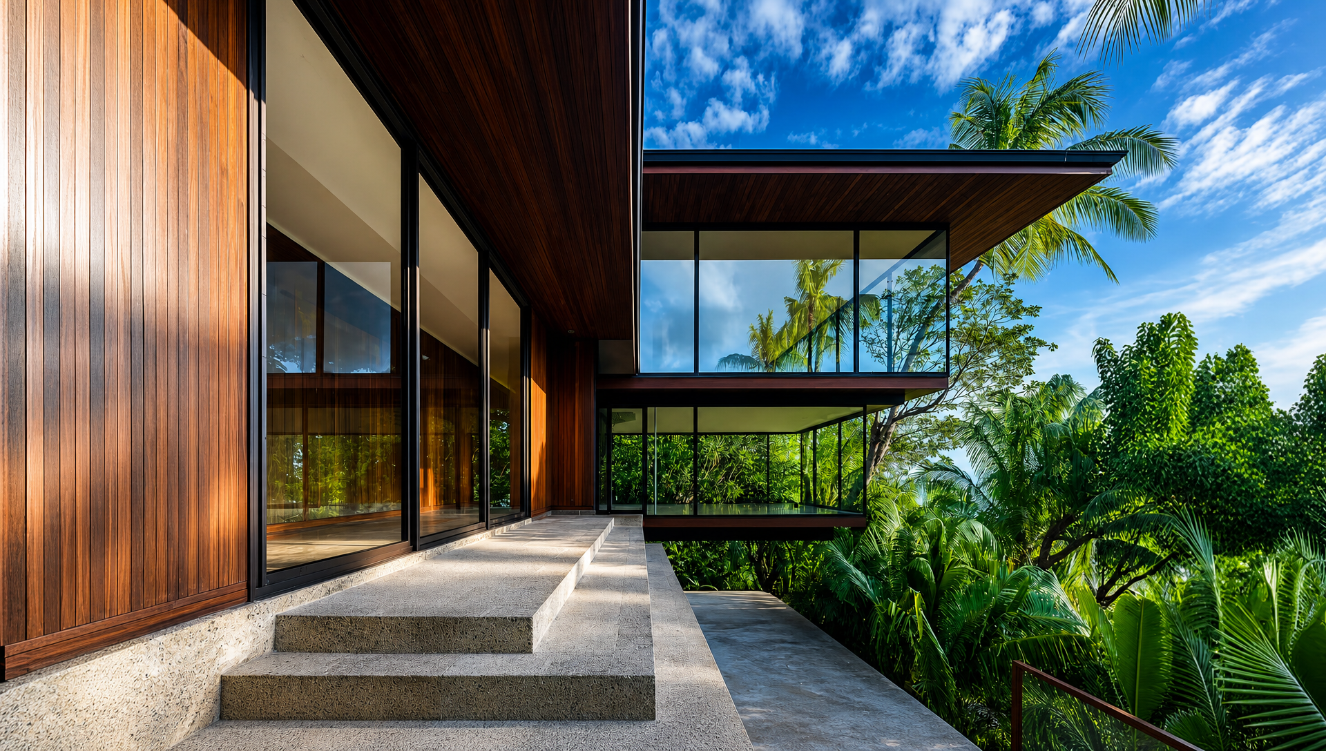 Ultra-modern luxury villa in India with limestone walls and infinity pool